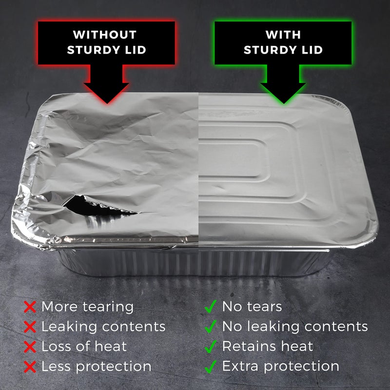 NYHI 9x13 Disposable Aluminum Foil Pans With Lids Large Half Size Deep Steam Pan and Oven Buffet Trays Food Containers for Catering Baking Roasting (1) - Image 4